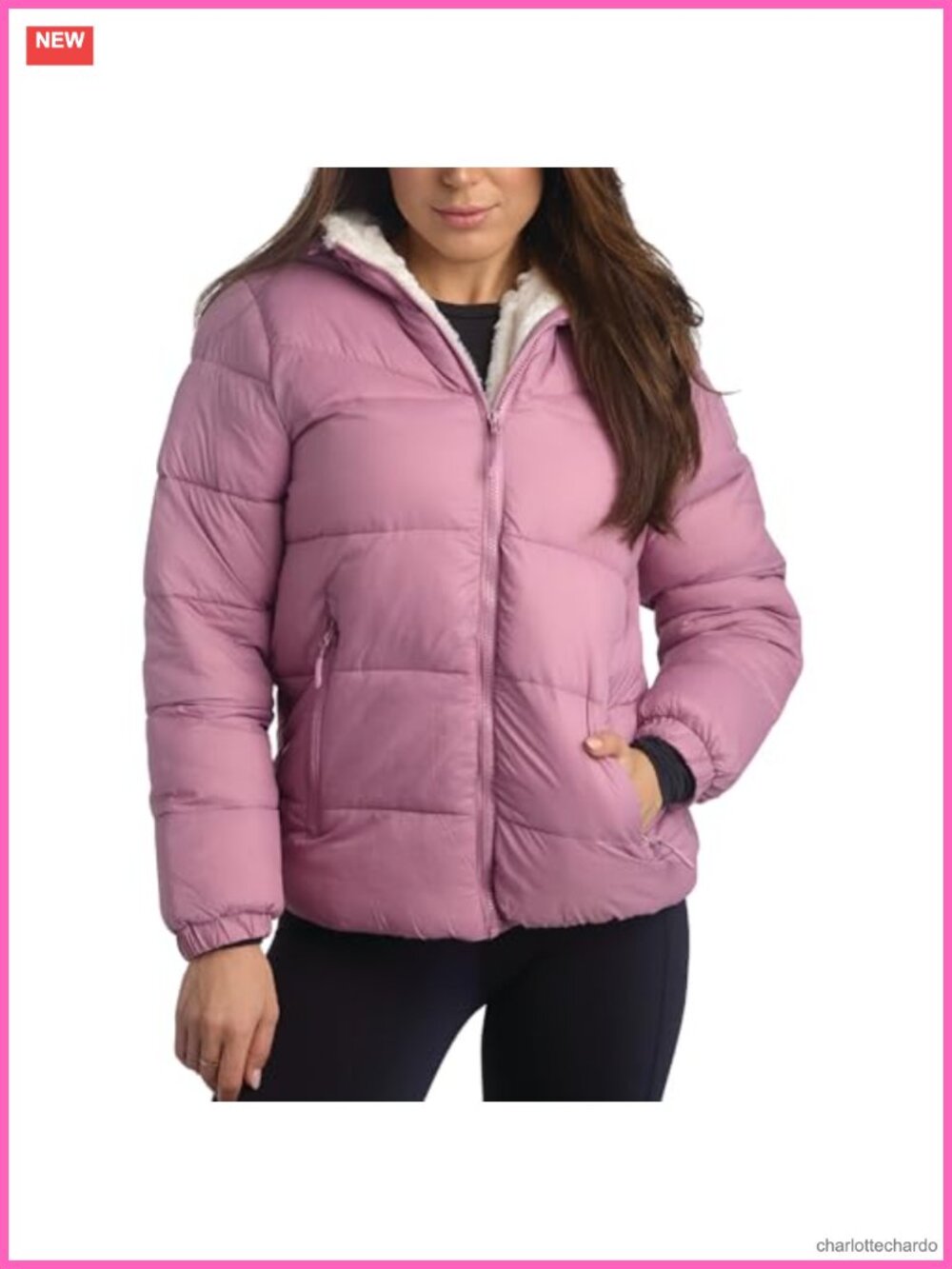 Reebok Quilted Puffer Parka Faux Fur Lined Winter Jacket with Pockets